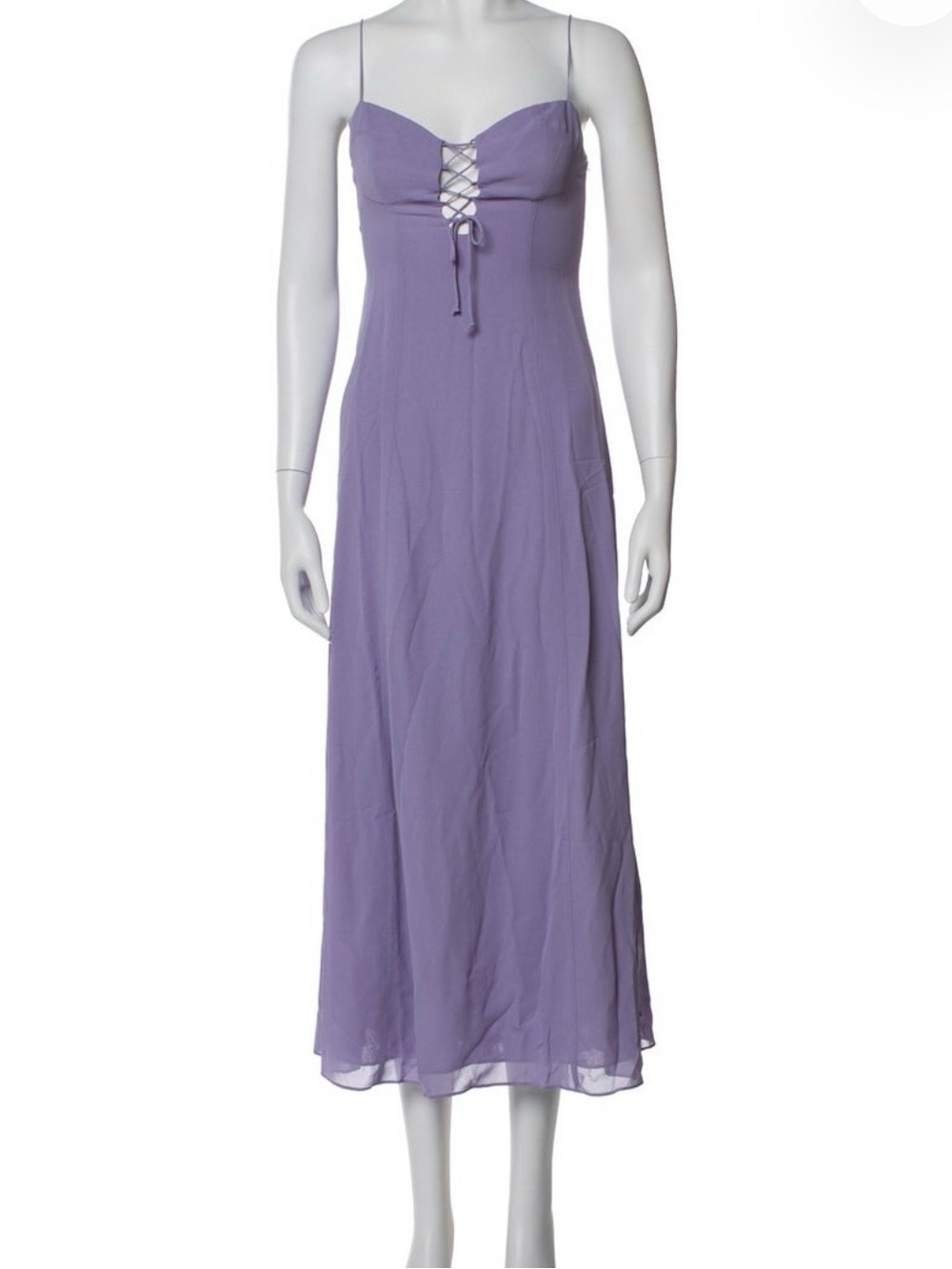 Reformation Lavender Lace-Up Spaghetti Strap Maxi Dress